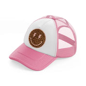 smiley leopard pink-pink-and-white-trucker-hat