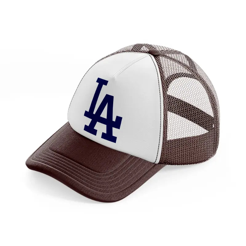 la emblem-brown-trucker-hat