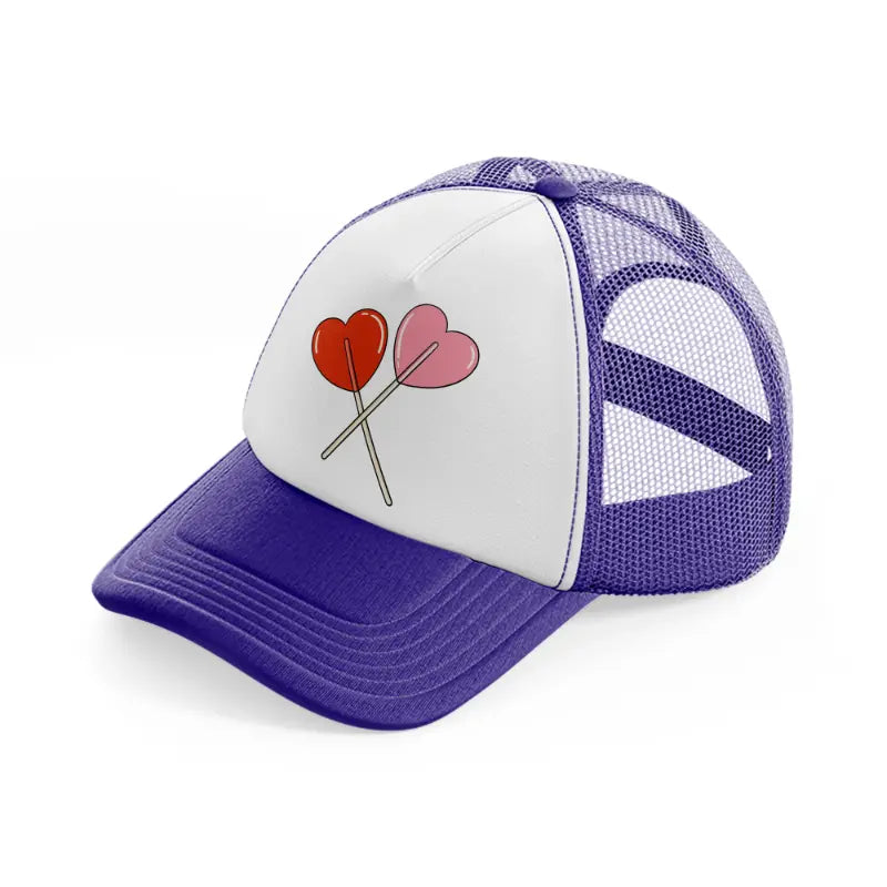 heart shaped lollipop-purple-trucker-hat