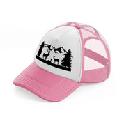 deer mountains-pink-and-white-trucker-hat