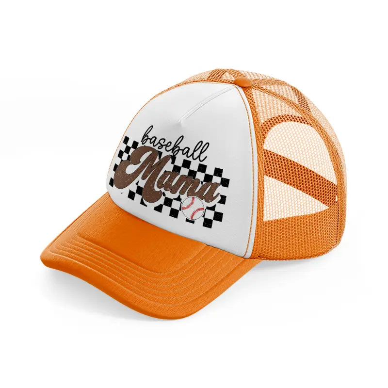 baseball mama-orange-trucker-hat