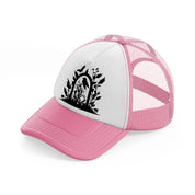 gothic bird-pink-and-white-trucker-hat