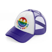 out and proud smile-purple-trucker-hat