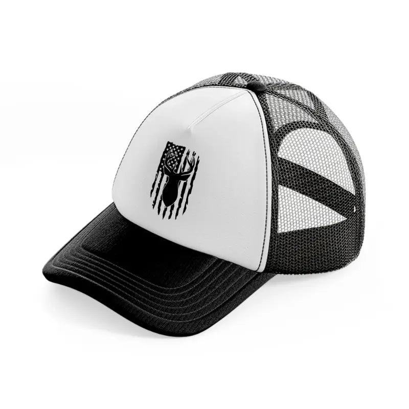 deer flag-black-and-white-trucker-hat