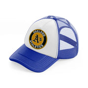 oakland athletics yellow badge-blue-and-white-trucker-hat