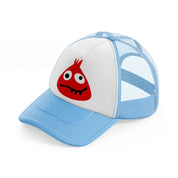 red monster-sky-blue-trucker-hat