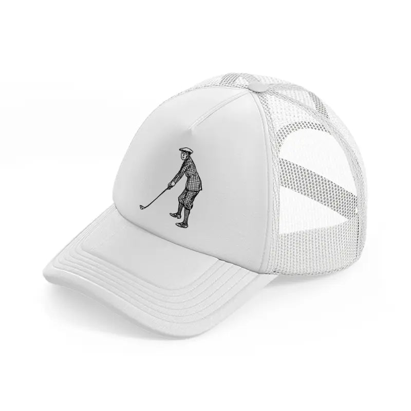 confused golfer white trucker hat