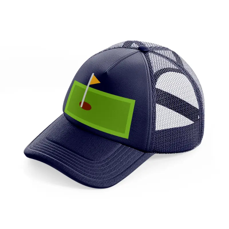 green mini golf field-navy-blue-trucker-hat