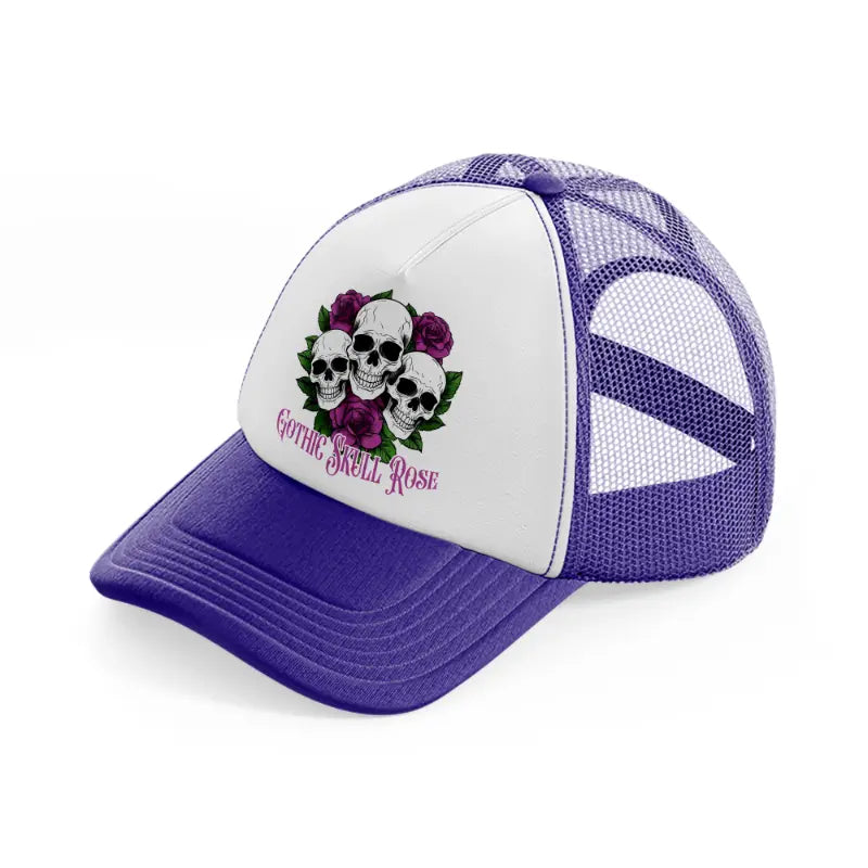 gothic skull rose-purple-trucker-hat
