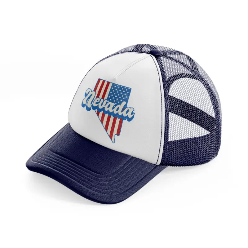 nevada flag navy blue and white trucker hat