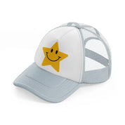 smiley face star grey trucker hat