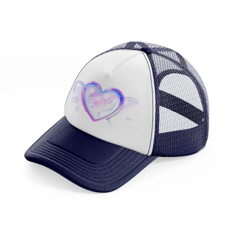 heart splash-navy-blue-and-white-trucker-hat