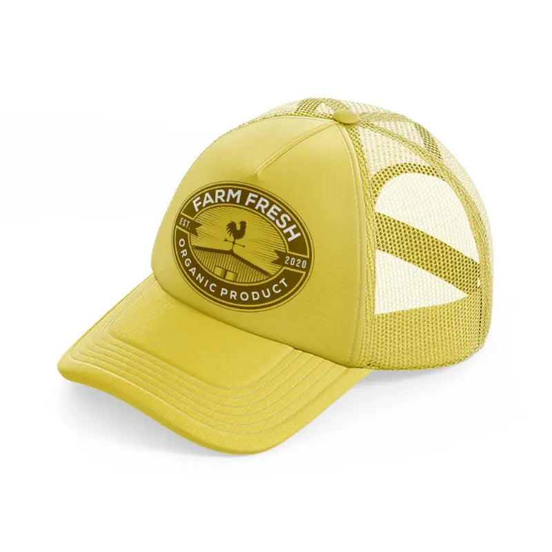 farm fresh organic product-gold-trucker-hat