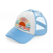 peace love sunshine-sky-blue-trucker-hat