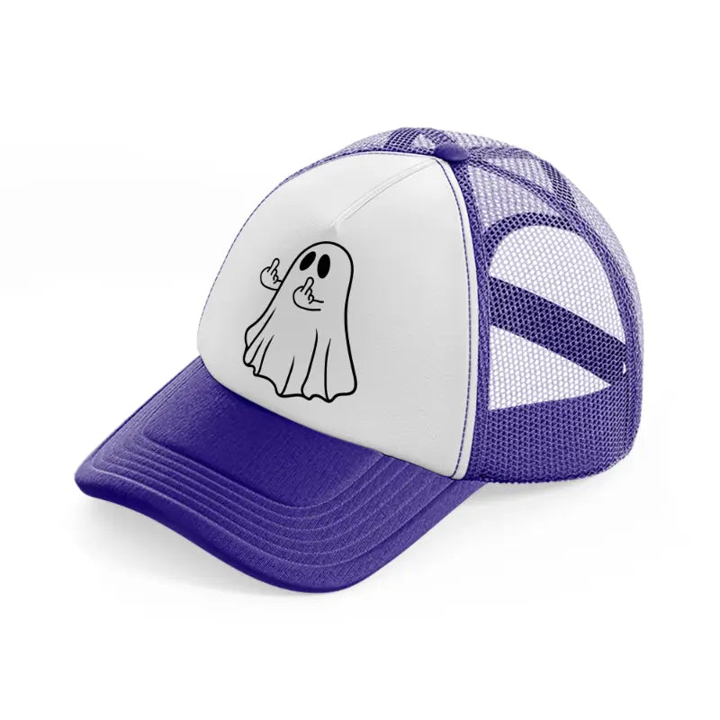 ghost showing middle finger-purple-trucker-hat