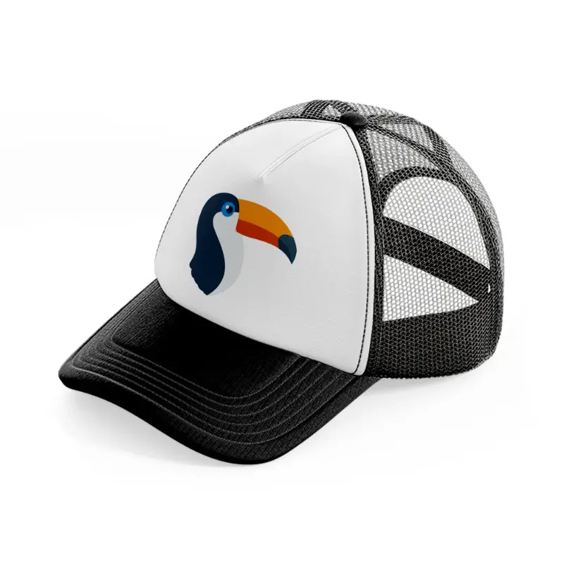 toucan-black-and-white-trucker-hat