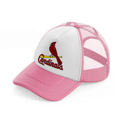 cardinals emblem-pink-and-white-trucker-hat