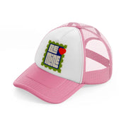 groovy love sentiments gs 16 pink and white trucker hat