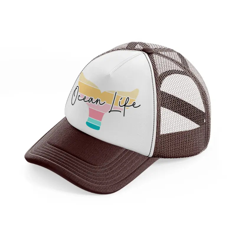 ocean life-brown-trucker-hat