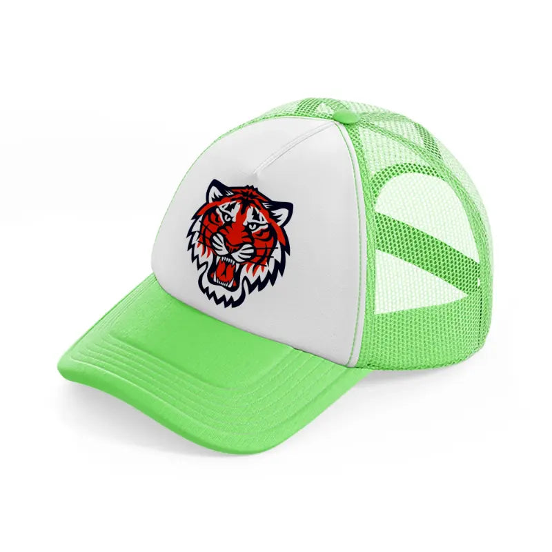 detroit tigers emblem lime green trucker hat