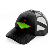 golf field-black-trucker-hat