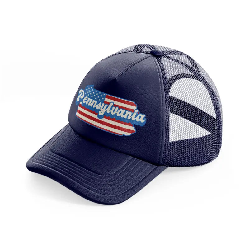 pennsylvania flag navy blue trucker hat