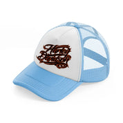 harley davidson fire font sky blue trucker hat