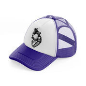 black & white heart purple trucker hat