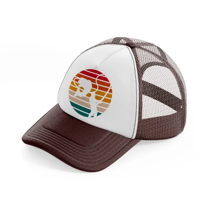 man trout fishing retro sunset white-brown-trucker-hat