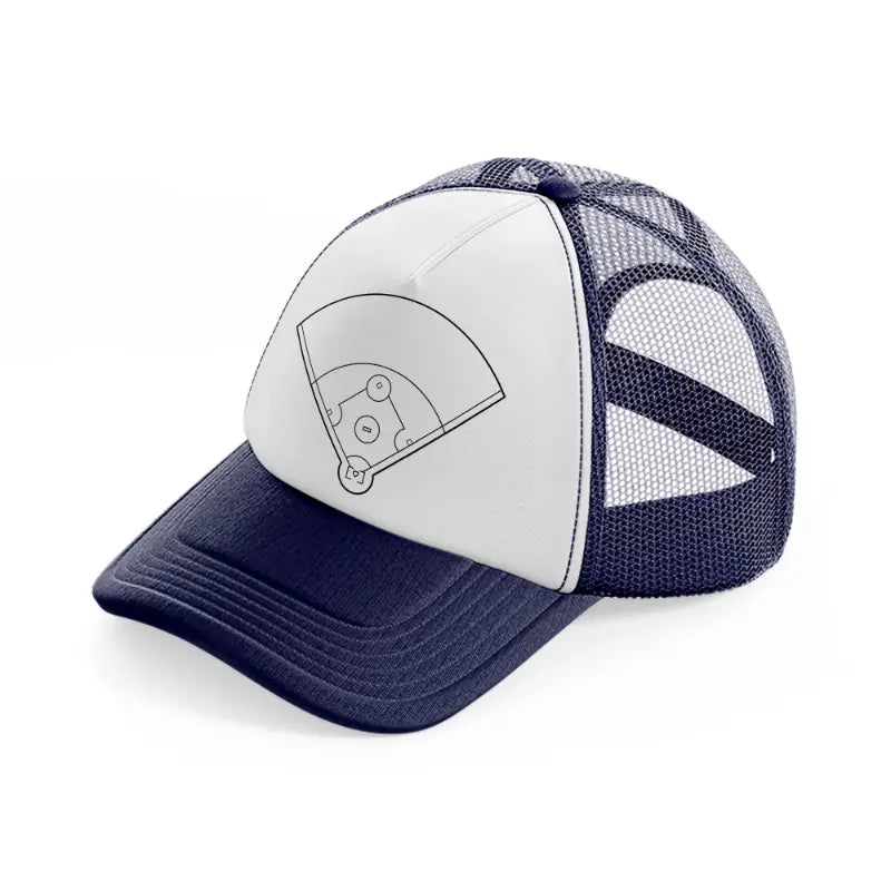 baseball field-navy-blue-and-white-trucker-hat