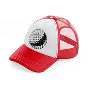 golf ball b&w-red-and-white-trucker-hat