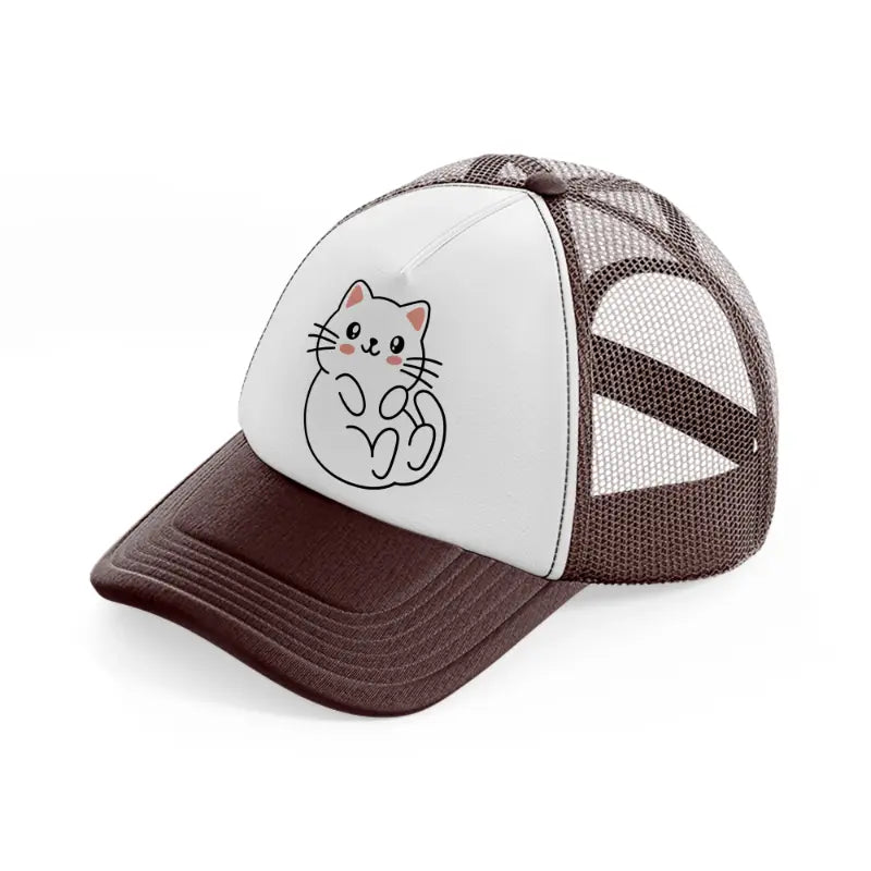 white kitten-brown-trucker-hat