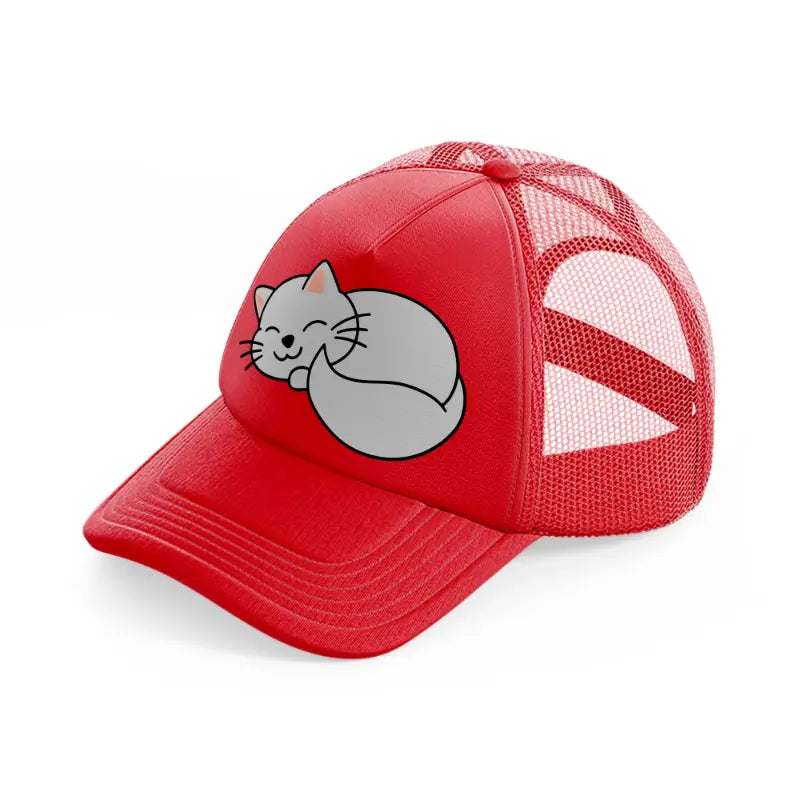 fluffy cat-red-trucker-hat