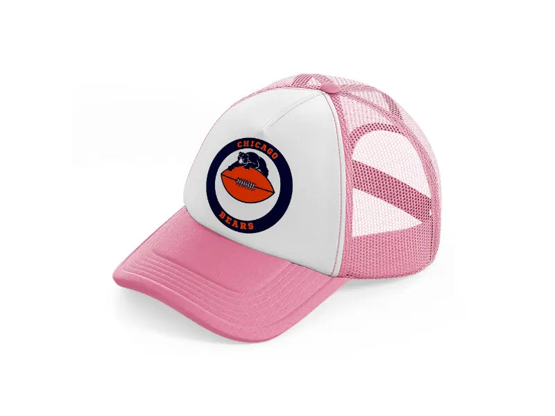 chicago bears circle-pink-and-white-trucker-hat