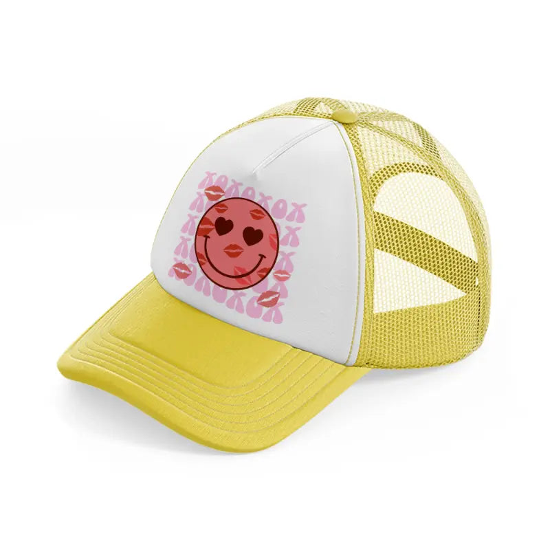 kissing smiley-yellow-trucker-hat