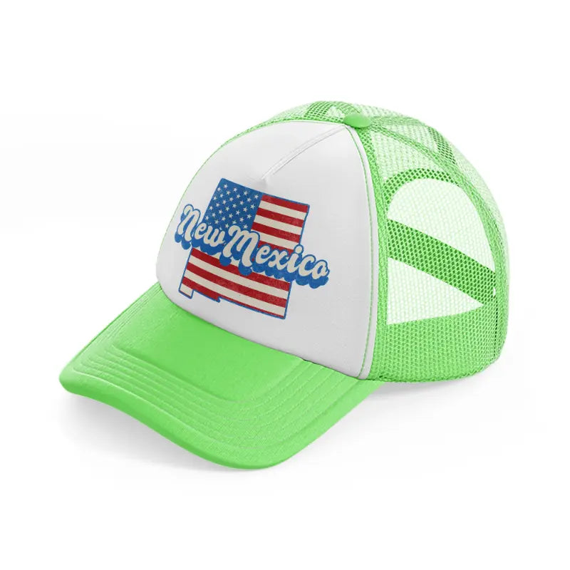 new mexico flag-lime-green-trucker-hat
