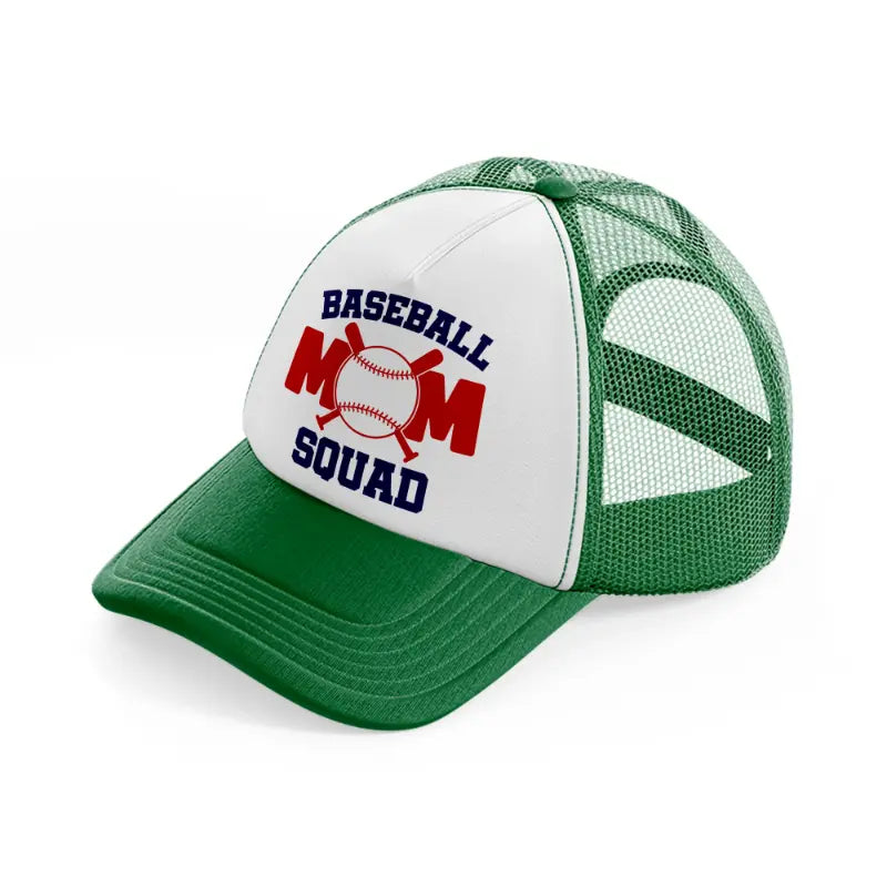 baseball mom squad-green-and-white-trucker-hat
