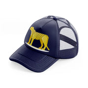 029 cheetah navy blue trucker hat