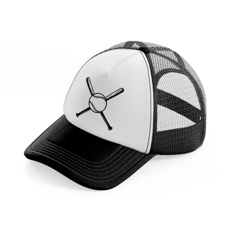 baseball and bats-black-and-white-trucker-hat