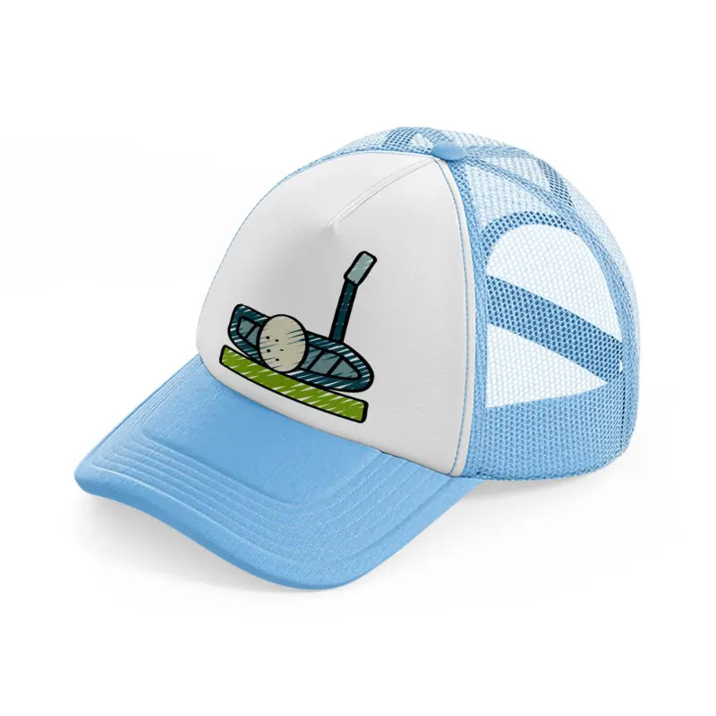 golf ball with stick-sky-blue-trucker-hat