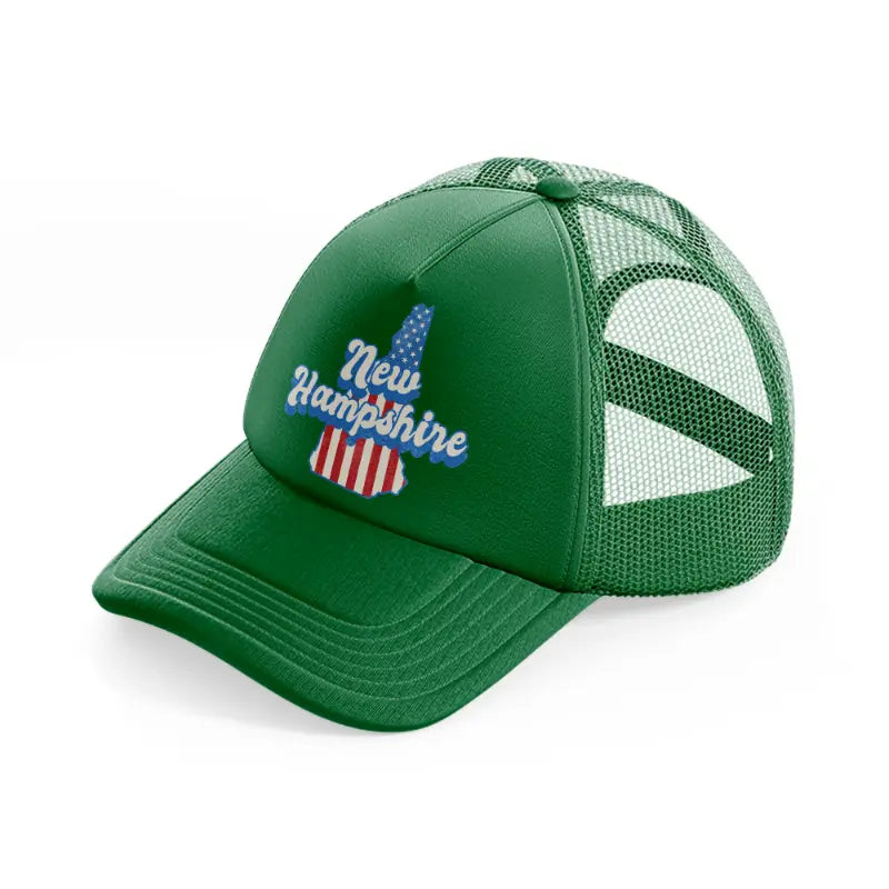 new hampshire flag-green-trucker-hat