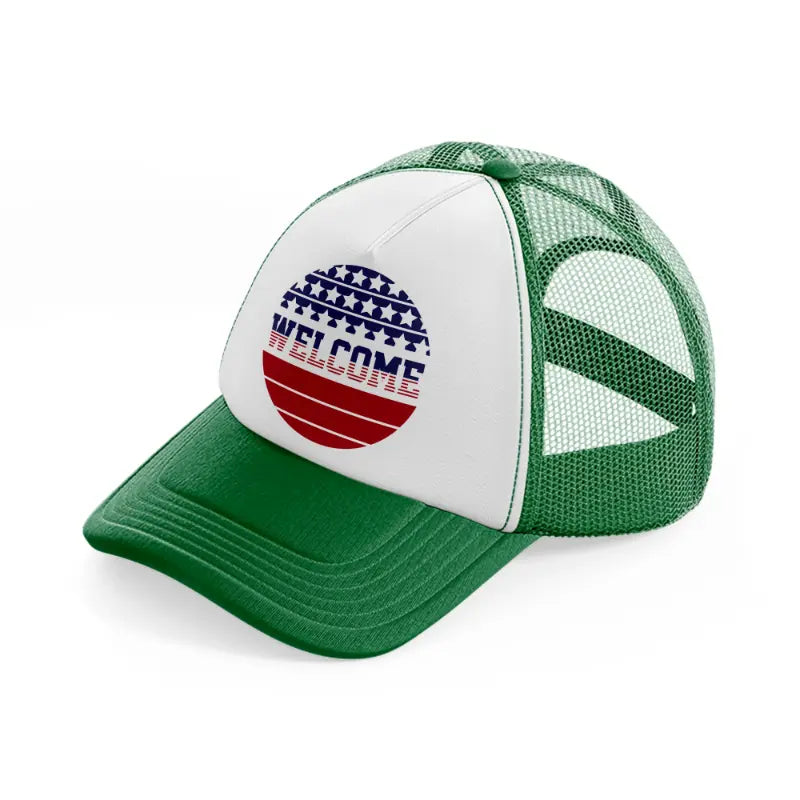 welcome-01-green-and-white-trucker-hat