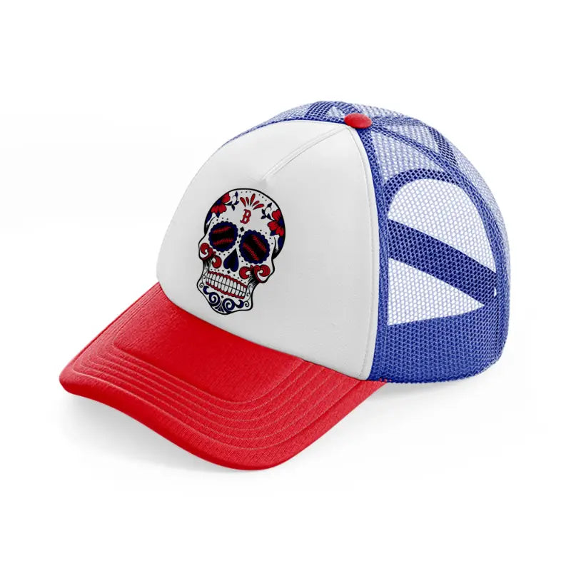 boston red sox skull multicolor trucker hat