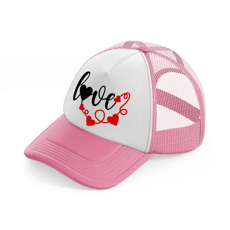 love b&r-pink-and-white-trucker-hat