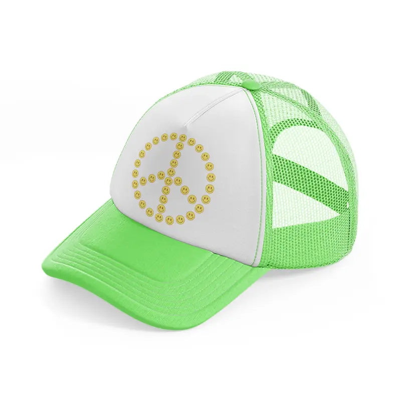 peace smiley face-lime-green-trucker-hat