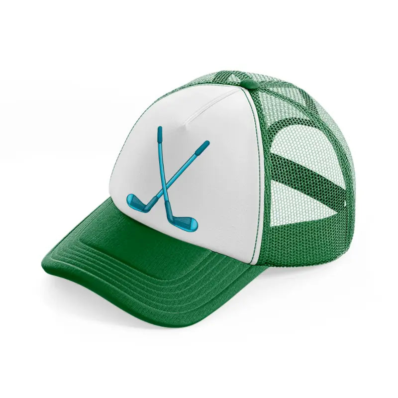 golf sticks blue-green-and-white-trucker-hat