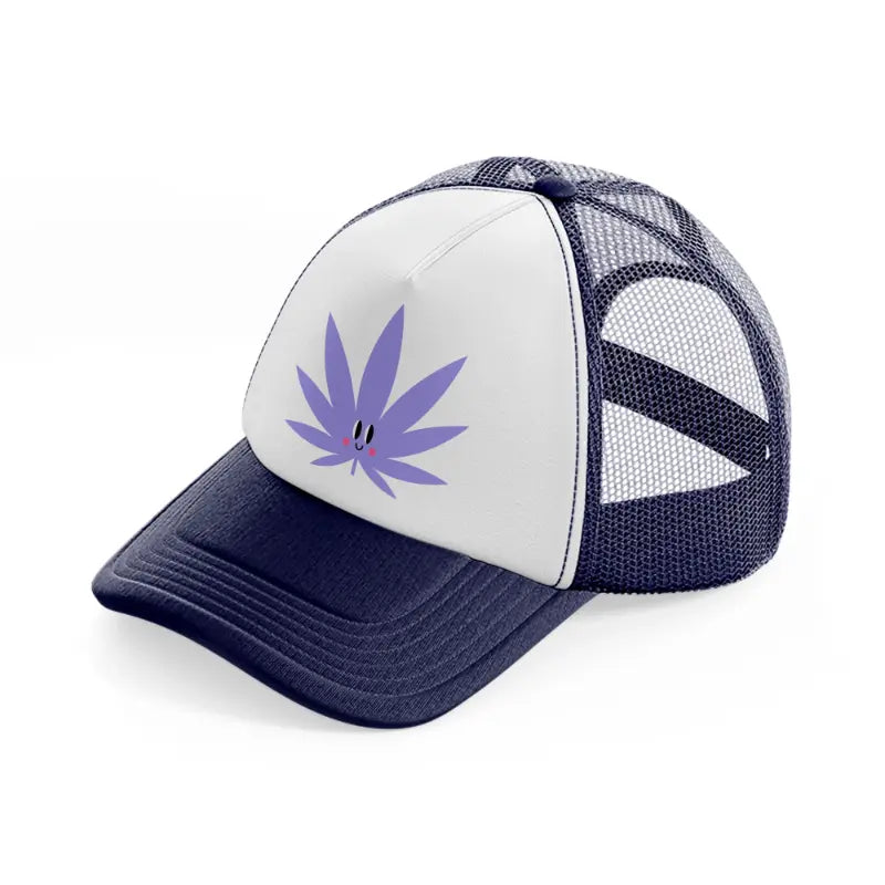 purple leaf-navy-blue-and-white-trucker-hat