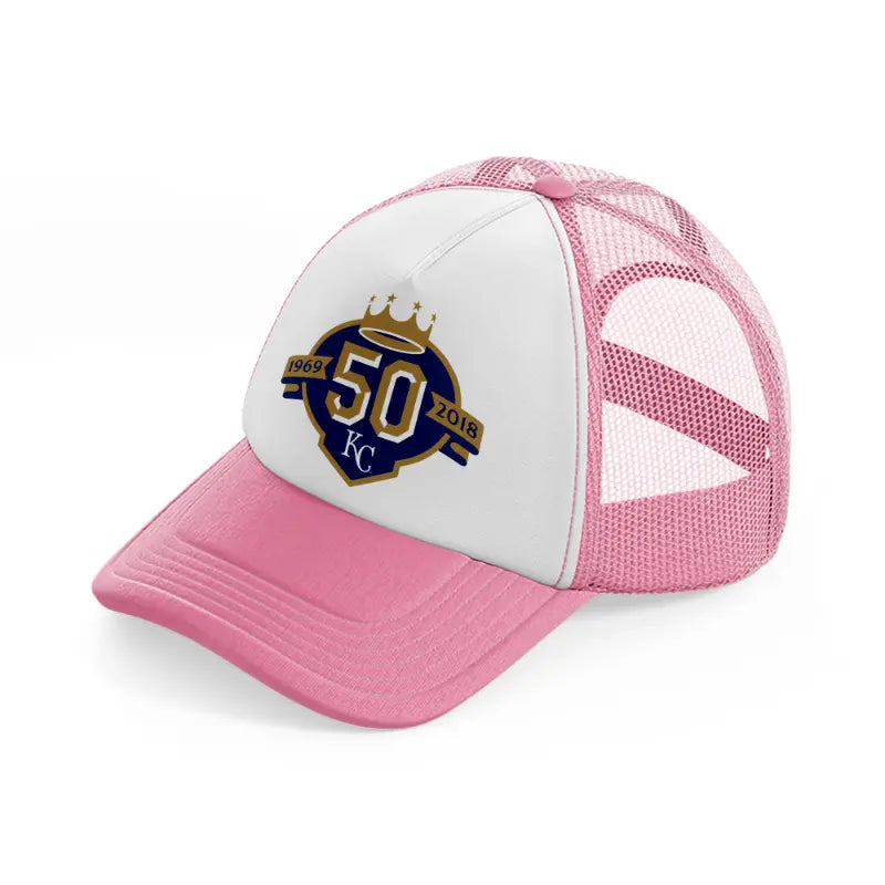 16969 - 2018 kansas city royals-pink-and-white-trucker-hat