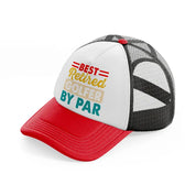 best retired golfer by par red and black trucker hat