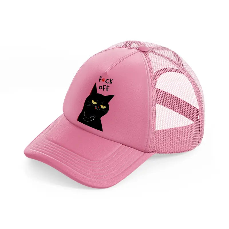 fuck off cat-pink-trucker-hat